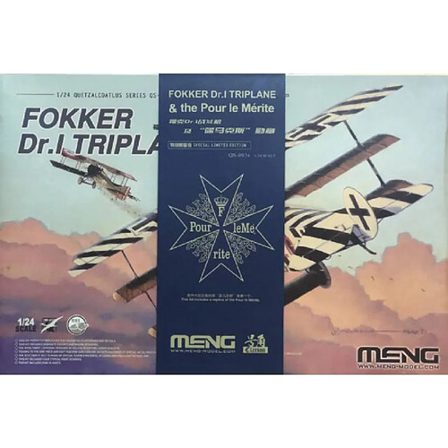 Meng Maquette Avion Fokker Dr.i Triplane & Blue Max Medal