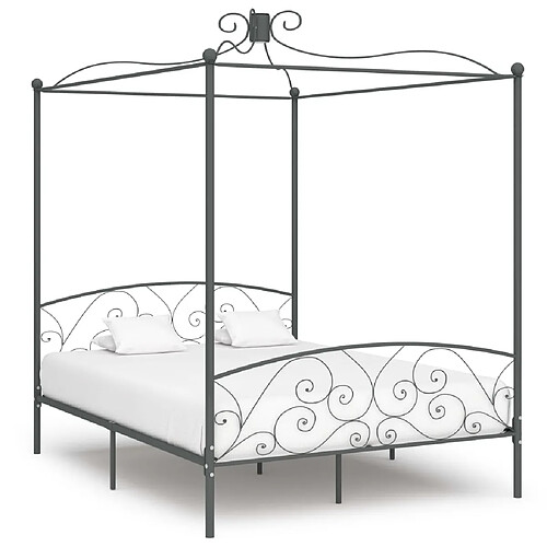 Maison Chic Lit adulte - Cadre de lit à baldaquin,Structure du lit Contemporain Gris Métal 180 x 200 cm -MN48265