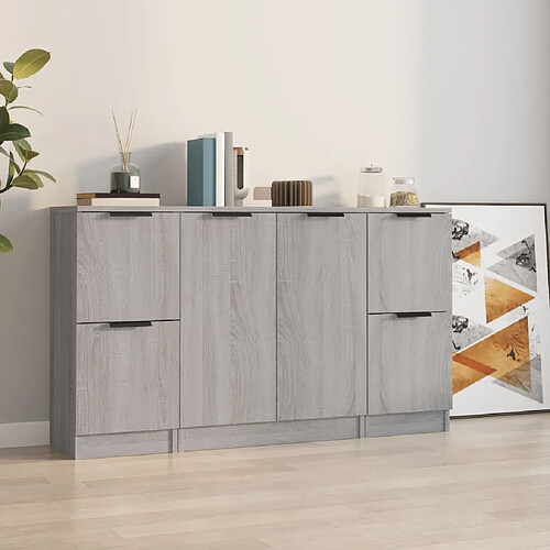 Maison Chic Ensemble de 3 Buffets,commode,console pour rangement Sonoma gris Bois d'ingénierie -MN96621