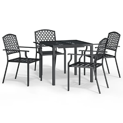 Maison Chic Ensemble de salle à manger de jardin 5 pcs,Table et chaises d'extérieur anthracite acier -GKD558832