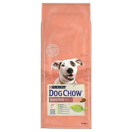 DOG CHOW Croquettes - Avec du saumon - Pour chien adulte sensible - 14 kg