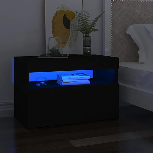 vidaXL Tables de chevet avec lumières LED 2 pcs noir 60x35x40 cm