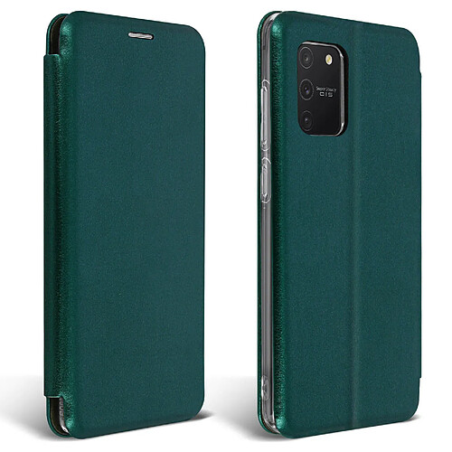 Avizar Étui Galaxy S10 Lite Effet Satinée Clapet Porte-carte Support Vidéo vert foncé