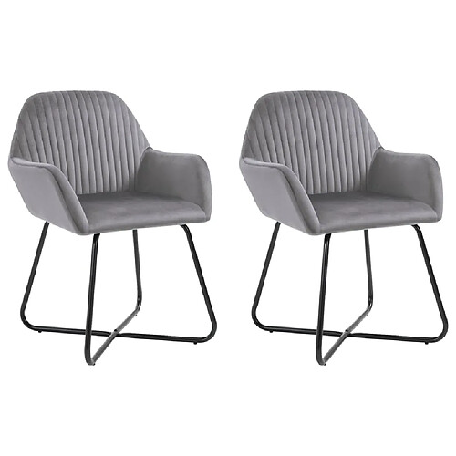 Decoshop26 Lot de 2 chaises de salle à manger cuisine design moderne velours gris CDS020620