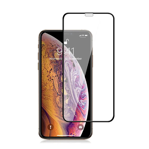 Protecteur écran en verre trempé soie pleine couverture complète de colle noir pour votre Apple iPhone 11 Pro 5.8 pouces (2019)/X/XS 5.8 pouces