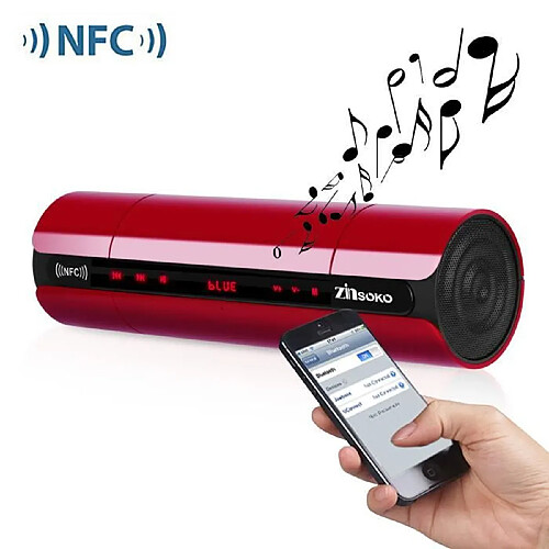 Enceinte Bluetooth Stéréo Haut-Parleur Sans Fil NFC Portable Zinsoko KR-8800 pour PC Smartphone Parfait pour Promenade Voyage Rouge