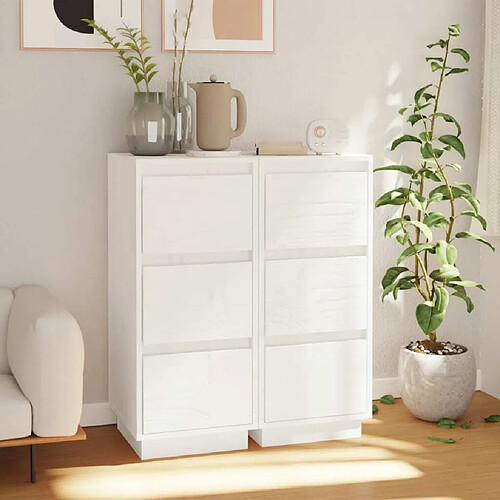 Maison Chic Ensemble de 2 Buffets,commode,console pour rangement Blanc 32x34x75 cm Bois massif de pin -MN55386