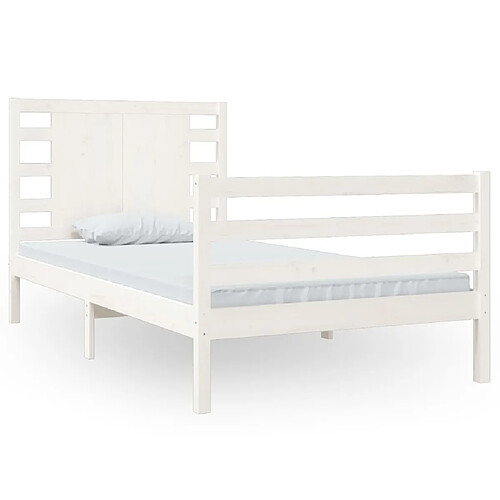 Maison Chic Lit Moderne Chambre - Cadre/structure de lit pour adulte Blanc Bois de pin massif 100x200 cm -MN90796