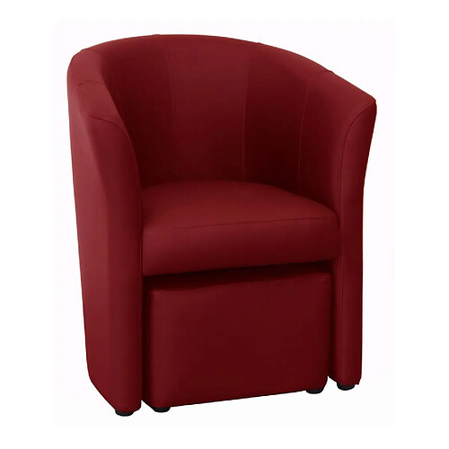 But Fauteuil cabriolet et pouf CLAYTON PU rouge