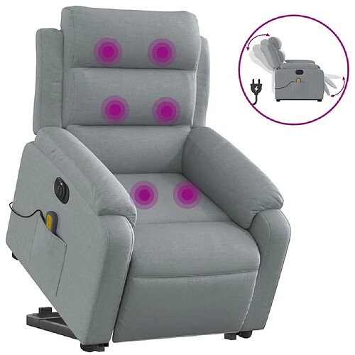 Maison Chic Fauteuil Relax pour salon, Fauteuil inclinable de massage électrique Gris clair Tissu -GKD46430