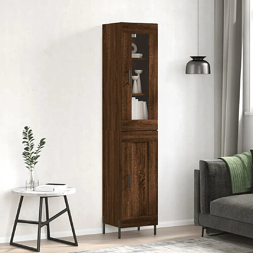 vidaXL Buffet haut Chêne marron 34,5x34x180 cm Bois d'ingénierie