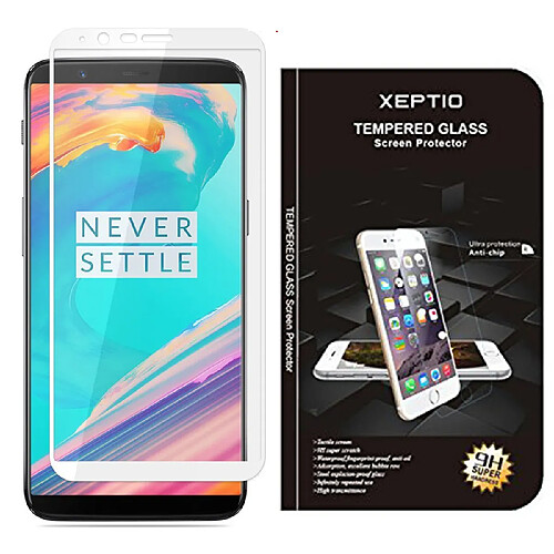 Xeptio OnePlus 5T - verre trempé full blanc