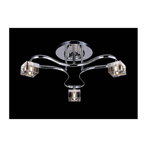 Luminaire Center Semi Plafonnier Sisco rond 3 Ampoules chrome poli