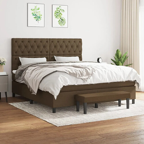 vidaXL Sommier à lattes de lit avec matelas Marron foncé 160x200 cm