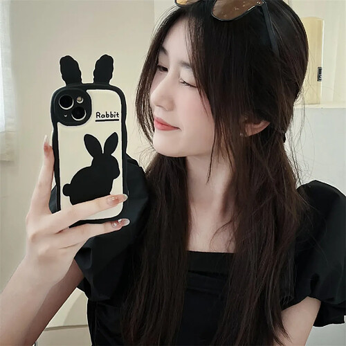 GUPBOO Étui pour iPhone13Pro étui pour téléphone portable antichute pour femme avec personnalité de lapin foncé