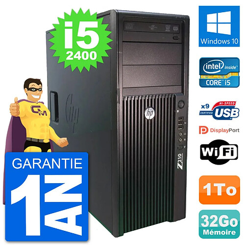 PC Tour HP Z210 Intel Core i5-2400 RAM 32Go Disque Dur 1To Windows 10 Wifi