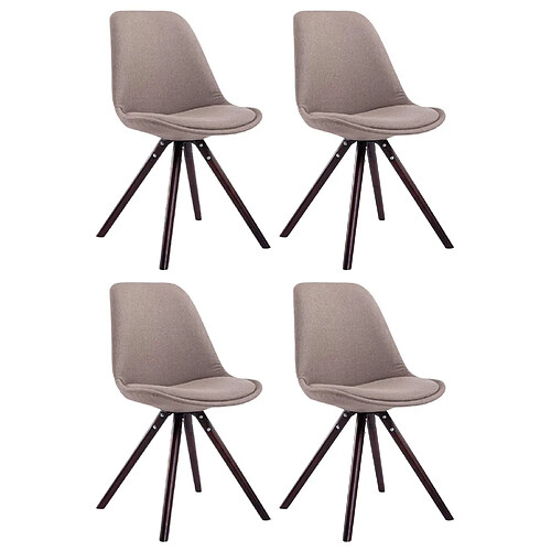 Decoshop26 4 chaises de salle à manger style scandinave en tissu taupe pieds rond en bois marron CDS10344