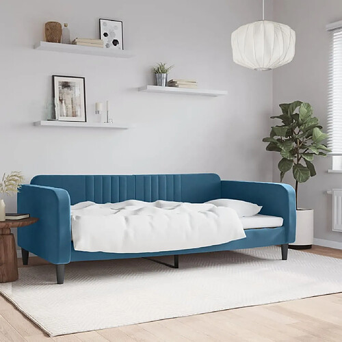 vidaXL Lit de repos sans matelas bleu 100x200 cm velours