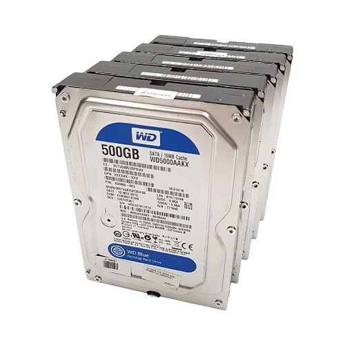 Lot 5x Disques Dur 500Go SATA 3.5 Western Digital Blue WD5000AAKX-60U6AA0 25mm 7200rpm 16Mo · Reconditionné