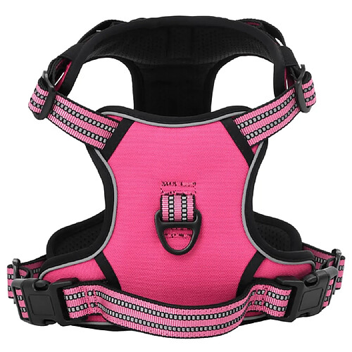 vidaXL Harnais pour chien avec laisse et collier réglables rose XL