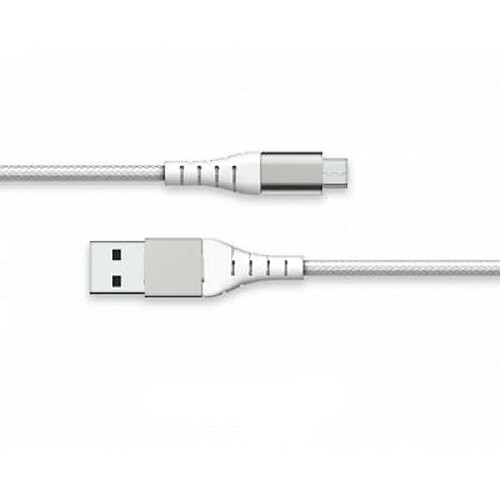 Force Power Câble Renforcé USB A/micro USB 1,2m - 2.1A Blanc