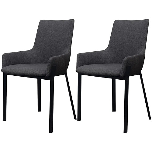 vidaXL Chaises à manger lot de 2 gris foncé tissu