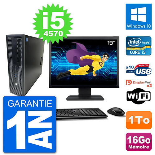 PC HP 800 G1 Ecran 19" Core i5-4570 RAM 16Go Disque 1To Windows 10 Wifi · Occasion