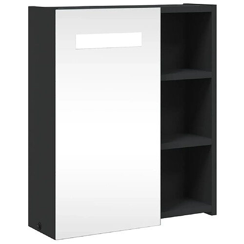 Maison Chic Armoire de salle de bain,Meuble de rangement,Meuble haut à miroir avec LED noir 45x13x52 cm -GKD927623