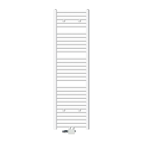 ECD Germany Radiateur Design Sahara Non Electrique - 500 x 1800 mm - Blanc - Connexion Central - avec Kit de Raccordement Universal et Thermostat - Forme Droit - Sèche-Serviettes pour Salle de Bain