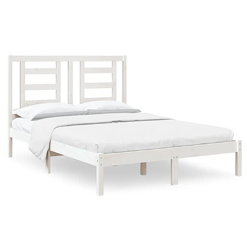 Maison Chic Lit Moderne Chambre - Cadre/structure de lit pour adulte Blanc Bois massif 120x190 cm Petit Double -MN69527