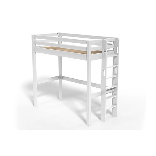 DECOPIN lit mezzanine 90x190 aménageable carlit - blanc uni