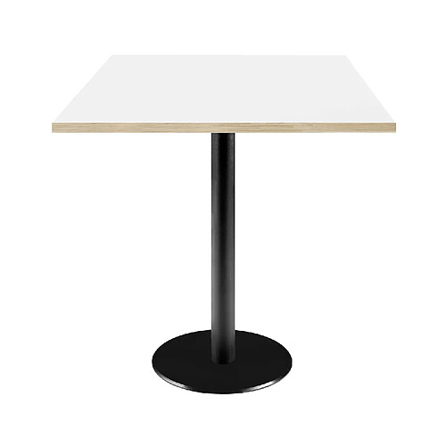 Restootab Table 70x70cm - modèle Rome blanc avec chants bois