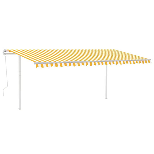 Maison Chic Auvent automatique | Store banne extérieur | Marquise capteur de vent et LED 5x3 m Jaune et blanc -MN82799