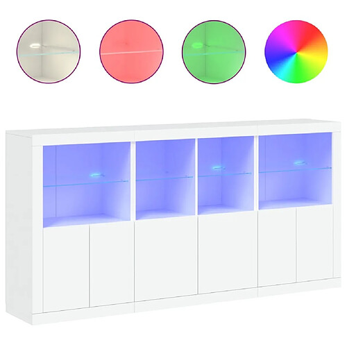 Maison Chic Commode Buffet - Meuble de rangement avec lumières LED blanc 202x37x100 cm -GKD42693