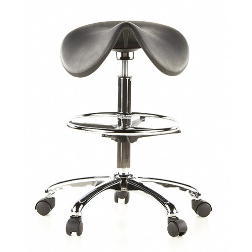 Hjh Office Siège technique/ Tabouret technique / Tabouret pivotant TOP WORK 13, mousse rigide, noir, chromé