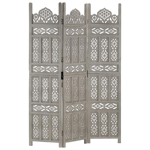 vidaXL Cloison de séparation 3 panneaux Gris 120x165 cm Bois manguier