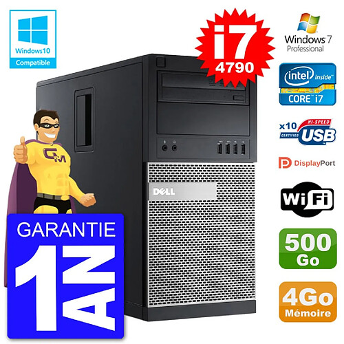 PC Tour DELL 9020 Intel Core I7-4790 RAM 4Go Disque 500Go Graveur DVD Wifi W7 · Occasion