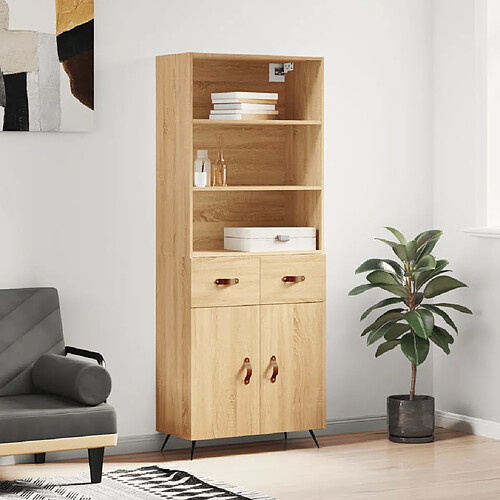 vidaXL Buffet haut Chêne sonoma 69,5x34x180 cm Bois d'ingénierie