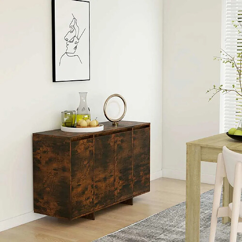 Maison Chic Buffet,Meuble de Rangement,commode pour salon,Cuisine Chêne fumé 120x41x75 cm Aggloméré -MN50856