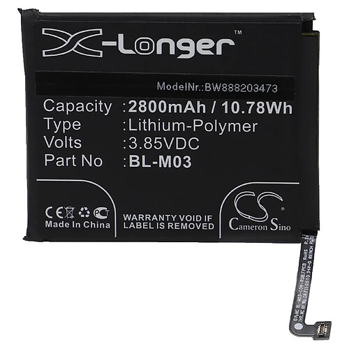 vhbw Batterie remplacement pour LG BL-M03, EAC64791001 pour téléphone portable (2800mAh, 3,85V, Li-polymère)