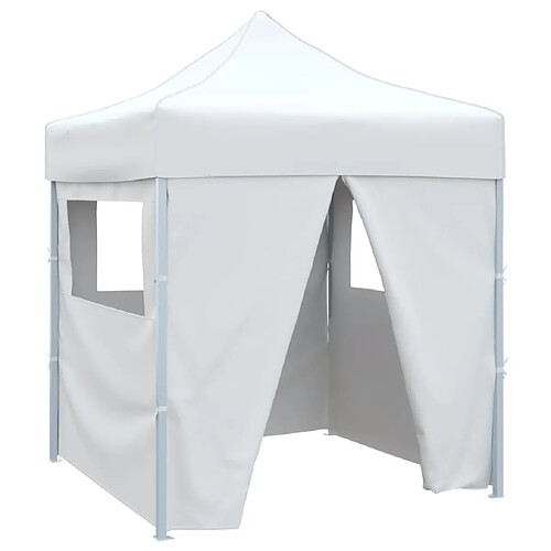 vidaXL Tente de réception pliable avec 4 parois 2x2 m Acier Blanc