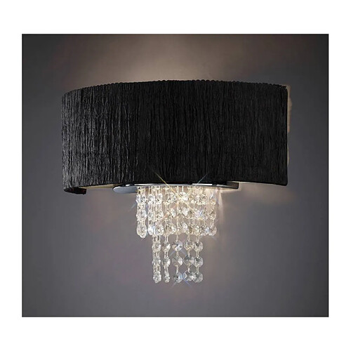 Luminaire Center Applique murale Nerissa avec Abat jour noir 2 Ampoules chrome poli/cristal