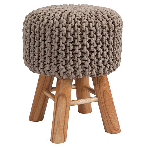 Rendez Vous Deco Petit tabouret tricot Lisa taupe