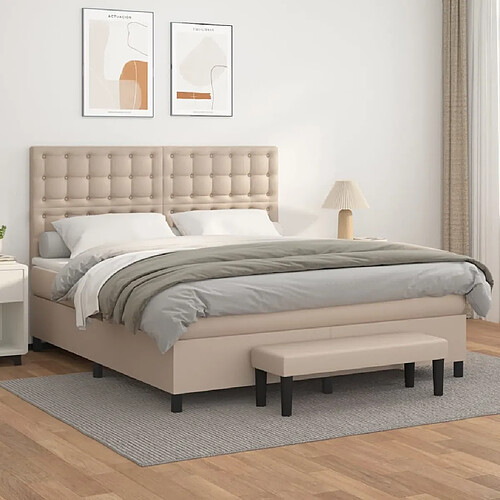 vidaXL Sommier à lattes de lit avec matelas Cappuccino 160x200 cm