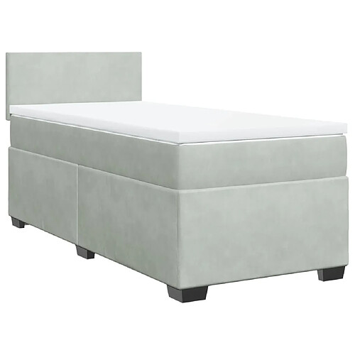 Vidaxl Sommier à lattes de lit et matelas Gris clair 100x200cm Velours