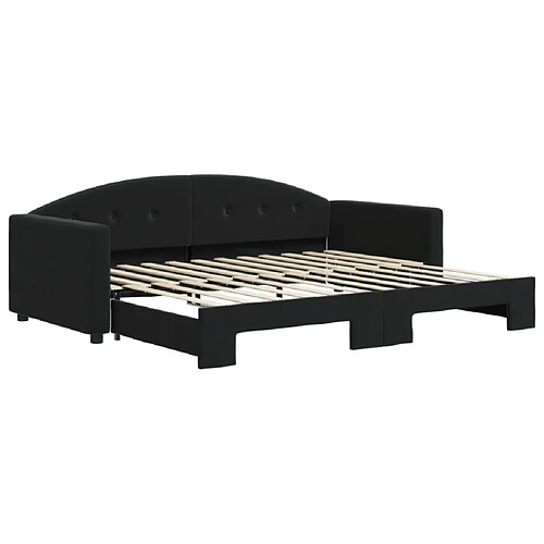 Maison Chic Lit de jour avec lit gigogne et matelas, Lit de repos Lit d'invité pour Salon Chambre,Canapé-lit noir 90x200 cm velours -MN25578