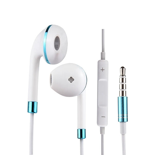 Wewoo Écouteurs bleu pour iPhone, Galaxy, Huawei, Xiaomi, LG, HTC et autres smartphone intra-auriculaires 3,5 mm avec contrôle de ligne ampli Mic,