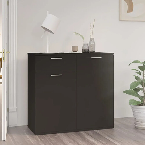 vidaXL Buffet noir 80x36x75 cm bois d'ingénierie