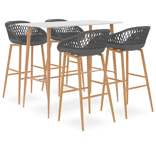 vidaXL Ensemble de bar 5 pcs Blanc et gris