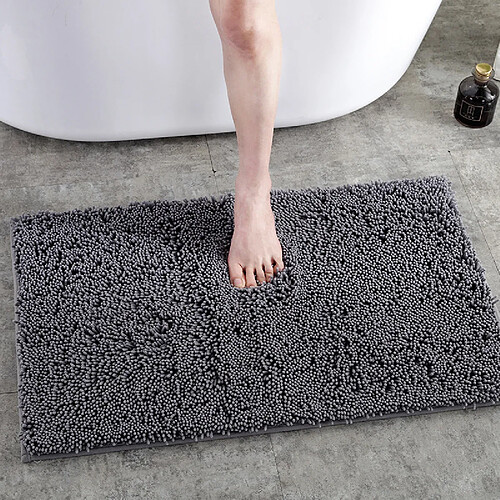 LUUCOZK Tapis de bain antidérapants, absorbants, à séchage rapide, décoration de salle de bain, gris foncé-50x80cm